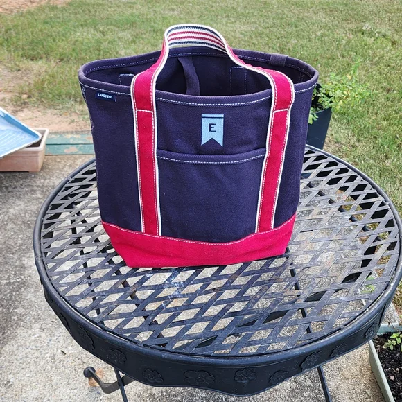 Lands' End Navy and Red Tote Bag - Picture 4 of 11